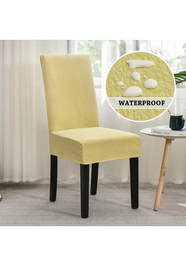 Sarı Streç Su Geçirmez Sandalye Yemek Odası İçin Kapakları Slipcover Kılıf Sandalye Otel Oturma Odası Mutfak Yemek Sandalyesi Kapak