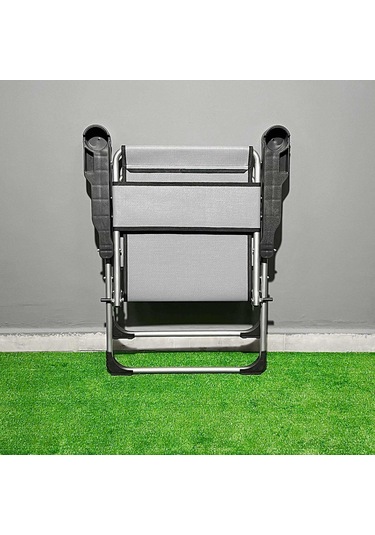 Argeus Rock Katlanabilir Kamp Sandalyesi Bardaklı - Kül Gri A-14 Çok Renkli
