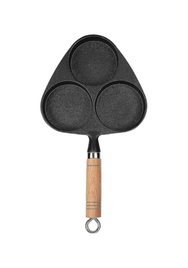 Kızarmış Yumurta, Krep Ve Biftekler İçin 3 Delikli Tasarımlı Döküm Demir Kızartma Tavası - Kahvaltı Makinesi Diğer