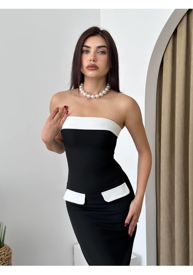 Mielle Cep Detaylı Straplez Elbise
