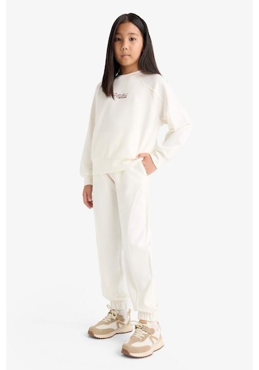 Defacto Kız Çocuk Beli Lastikli Jogger Eşofman Altı F3017a825auer140 Ekru