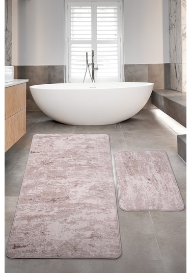 Nova Vizon Büyük Ebat 80x150 + 50x80 Cm 2'li Banyo Halısı Paspas Vizon