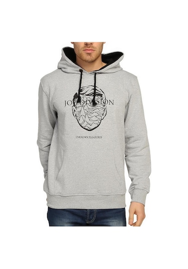 Bant Giyim - Joy Division Gri Kapşonlu Erkek Sweatshirt Hoodie