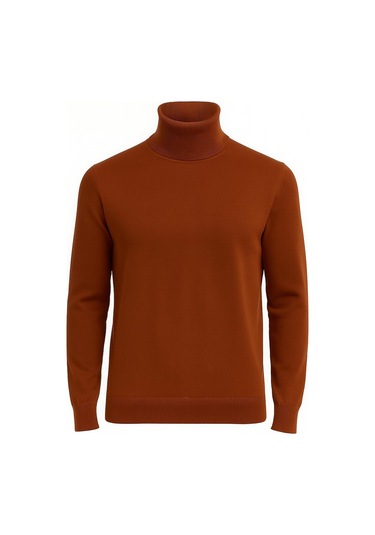 Huffa Erkek Slim Fit Boğazlı Erkek Triko-7430 Kiremit