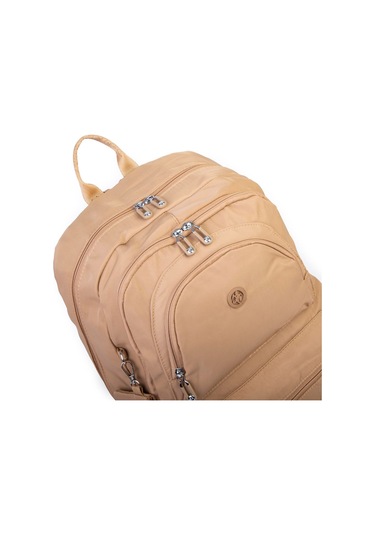 Nas Bag Unisex Büyük Boy Hafif Çok Gözlü Sırt Çantası Kum Kum - Bej