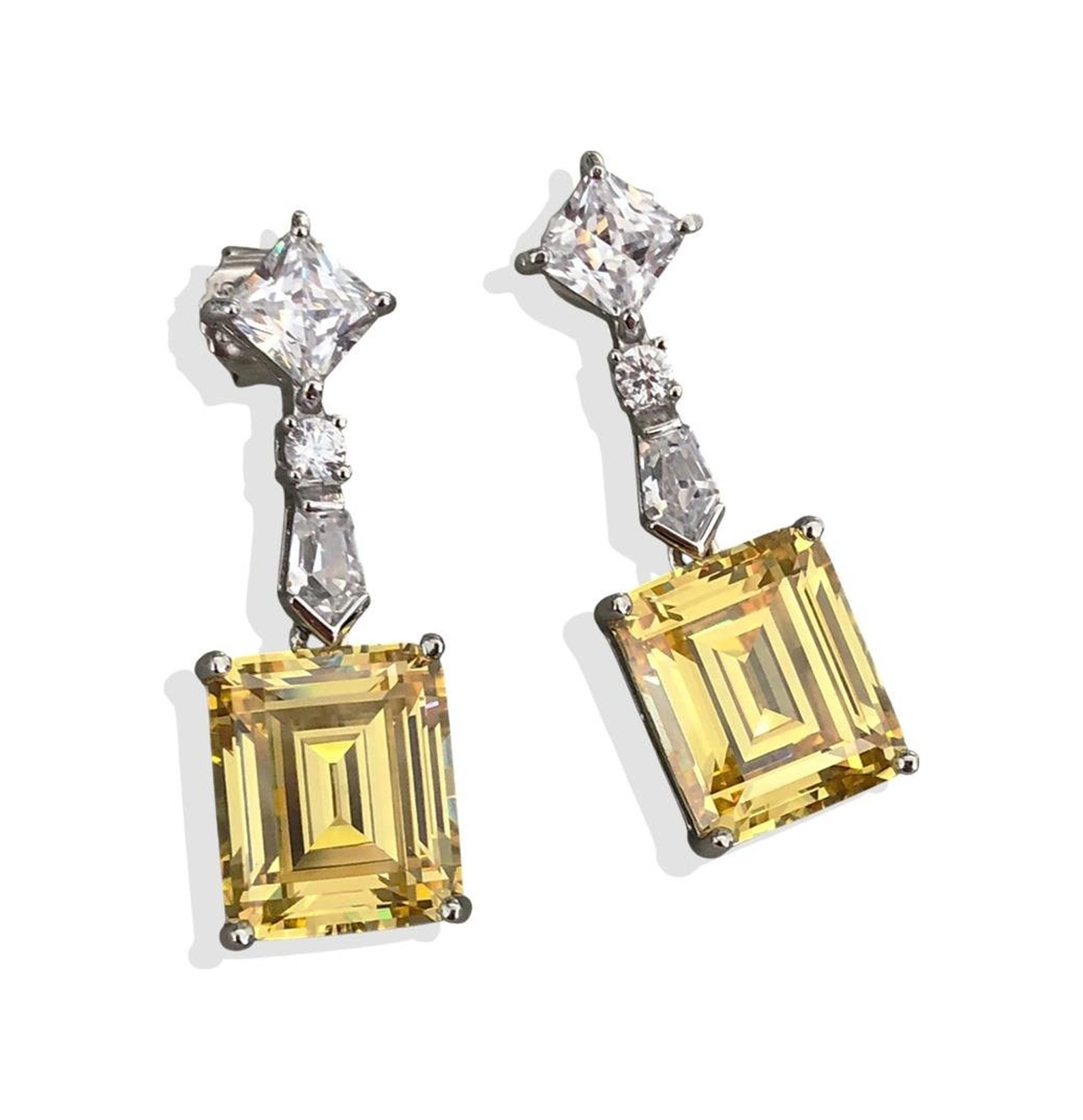 Emerald Sitrin Gümüş Küpe Gümüş