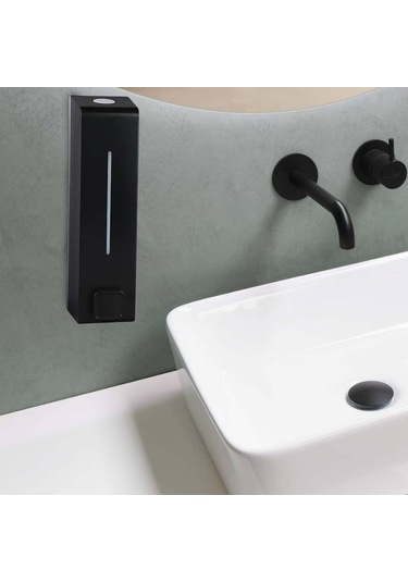 Suntek 600ml Sabunluk Duvara Monte Banyo Duş Şampuanı Otel Siyahı