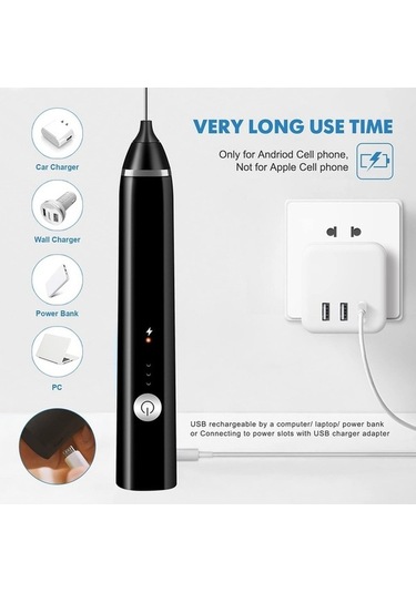 Fastbuy Şarj Edilebilir Elektrikli Süt Köpürtücü 3 Hızlı Sıcak Soğut Köpük Makinesi Siyah Siyah