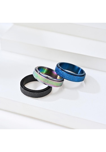 Gümüş Titanyum Çelik Yüzükler Erkekler İçin Buzlu Dönebilen Çift Yüzük Kadın Sıkışt Yüzükler Moda Öğrencileri Çelik Yüzük 56890208 Gümüş