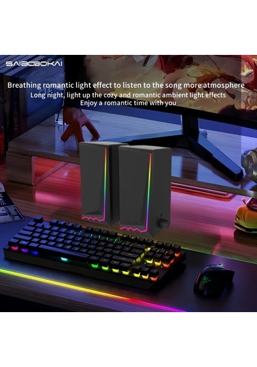 Willowhaven Siyah 1 Adet Rgb Işıklı Ses Sistemi, Usb Tak Çalıştır Bilgisayar Hoparlörü, Pc Tv Laptop İçin