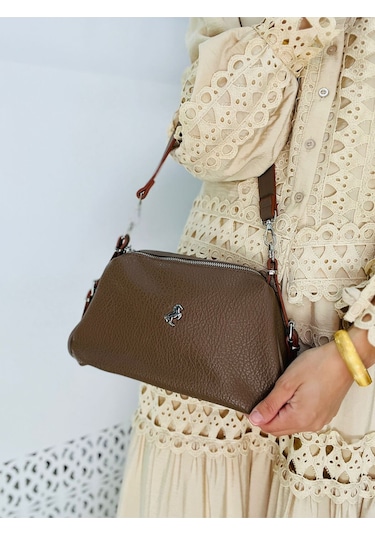 Miami Polo Clup Yumuşak Suni Deri Çapraz Askılı El Çanta Kahverengi