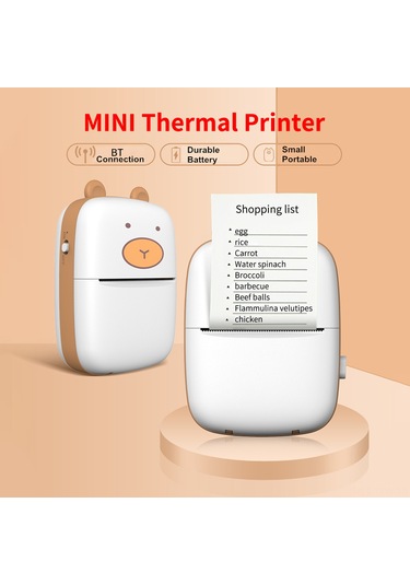 Tenfowee A8 Taşınabilir Mini Yazıcı: 203dpi Çözünürlük, Bluetooth Bağlantı, Şarj Edilebilir Pil, Fotoğraf & Etiket & Qr Kod Baskı, Beyaz