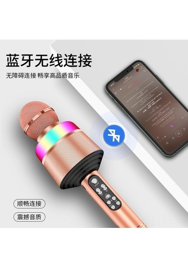 Fortunelane Modelleri Q008, Renkli Işık Ve Ses Efektli Kablosuz Bluetooth Mikrofon, Taşınabilir Ktv Deneyimi