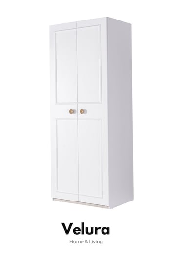 Legna 10 Kapaklı Aynalı Köşe Gardırop Dolap Beyaz - Ceviz