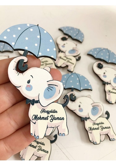 Tudesadesign Fil Temalı Ahşap Baskı Çocuk Magnet 30 Adet