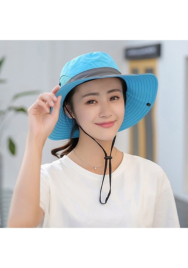 Uv Işınlarına Karşı Koruyucu Geniş Kenarlı Plaj Şapkası - Hafif Ve Konforlu Güneşten Korunma Aksesuarı Mavi