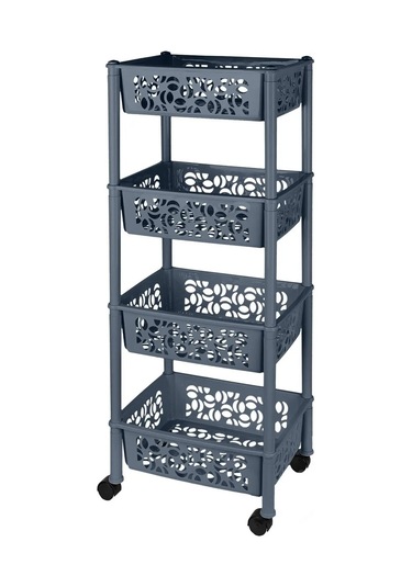 Keeplex 4 Bölmeli Tekerlekli Yer Rafı 283573254 Gri