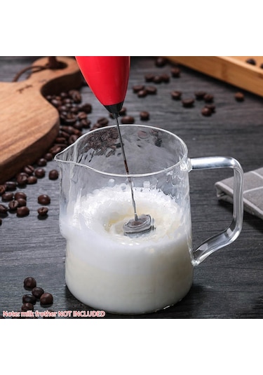Xiyyadms 500ml/17oz Borosilikat Cam Latte Kahve Köpürtme Kasesi, Ölçü İzli, Cam Veya Ahşap Kollü Süt Köpürücü Diğer