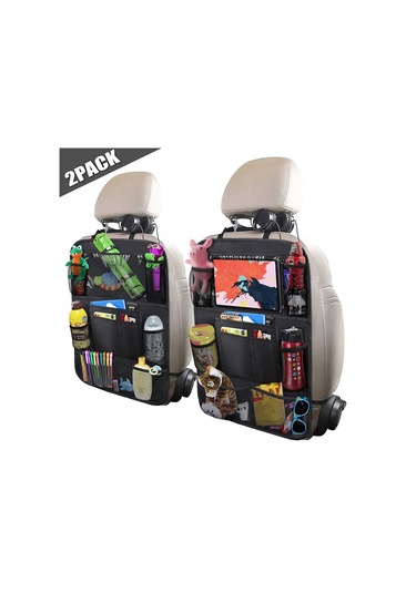 Hangfox Araba Arka Koltuk Organizörü Çift Paket - Büyük Kapasite, Tablet Bölmesi, Kolay Temizlenir, Çocuk Eğlencesi Ve Depolama Çok Renkli