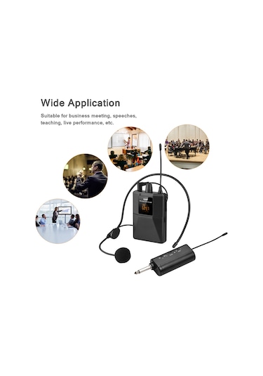 Youmex Siyah Uhf Bant Kablosuz Mikrofon Seti - Öğretim, Tur Rehberliği İçin - Alıcı Dahili Pil, Yüksek Hassasiyet Ve Anti-parazit