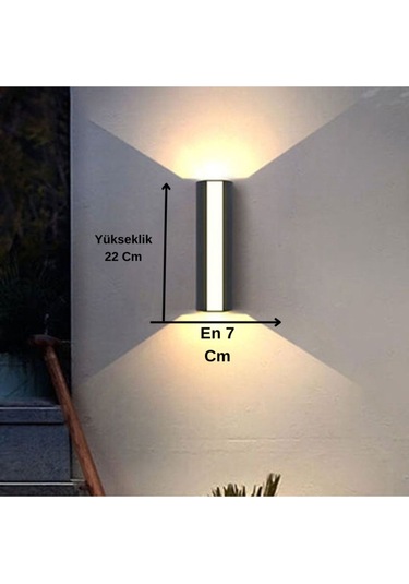 Modern Ve Şık Tasarım 8 Watt Gün Işığı Led Armatür, Villa, Kafe, Bar, Otel, Bahçe, Balkon Led Aplik Siyah