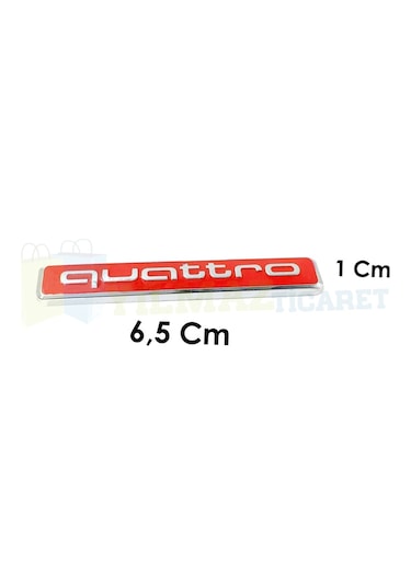 Audi Quattro Bagaj Çamurluk Logo Amblem Paslanmaz Çelik 1 Adet Kırmızı