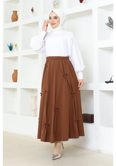 Fiyonk Detaylı Çan Etek Brc1507 Kahve 001