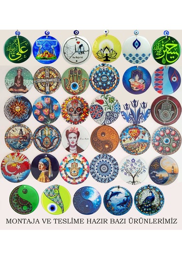 23 Cm Çaplı - 10 Kasım Atatürk, Anıtkabir Ve Türk Bayrağıtemalı Füzyon Cam Duvar Süsü İç Dekorasyon