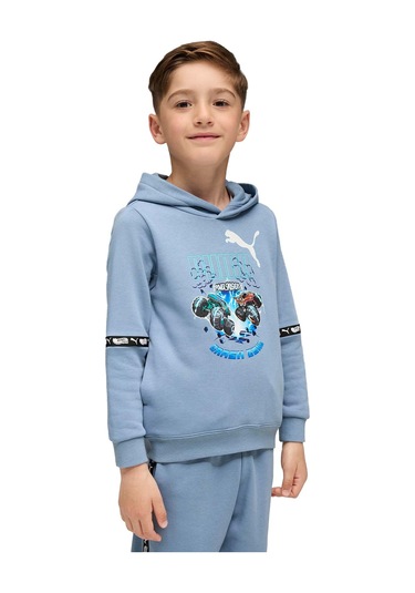 Puma X Hot Wheels Graphic Mavi Unisex Çocuk Sweatshirt 000000000102278297 Mavi