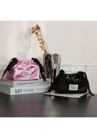 Besthome1 Yüksek Kaliteli Poliester Ahşap Kutu, Ev Dekoru Araç İçin Çok Amaçlı Minimalist Tasarım Metal Pembe