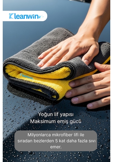 Aquamax Mikrofiber Bez, 800 Gsm Oto Kurulama Havlusu, 50x70 Cm Araç Yıkama Ve Cam Temizlik Bezi