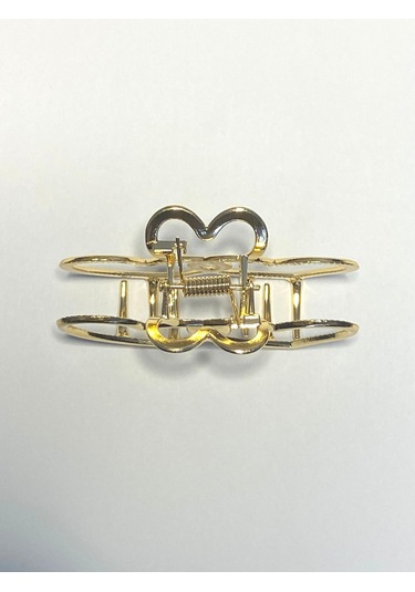 7 Cm Çift Kalp Model Gold Saç Tokası Zarif Ve Romantik Metal Mandal Toka Altın