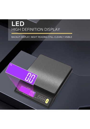 Wezone 5kg/0.1g Ip67 Tam Sulama Koruma Fırın Dijital Terazi - Sayım, Tare, Otomatik Kapatma, Birim Dönüştürme, Abs+paslanmaz Çelik Taban, Li-pil/aaa/usb Besleme Siyah