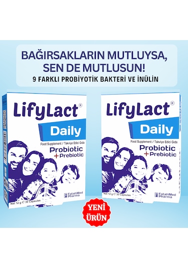 Daily Probiyotik, Prebiyotik, 30 Kapsül ,2 Avantaj Seti