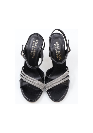 Nesilshoes Nesil Shoes Uraz 650 Siyah Rugan Topuklu Kadın Sandalet