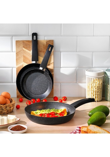 Schafer Black Stone 3 Lü Tava Seti 18cm+22cm+26cm-siyah Siyah