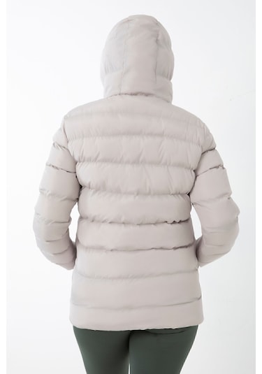 Kadın Taş Içi Polarlı Kürklü Kapüşonlu Su Geçirmez Rüzgara Dayanıklı Şişme Kışlık Mont Kaban Parka Taş