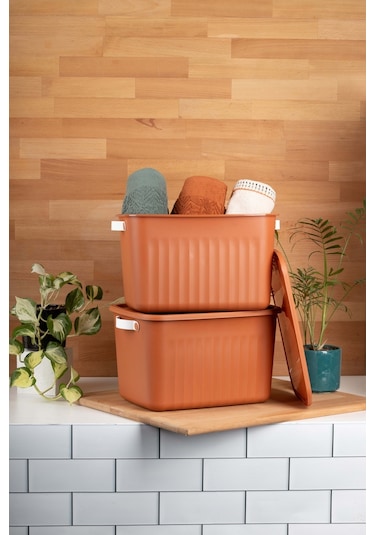 Finehome Boxy 2'li Çok Amaçlı Kutu 15lt Kiremit