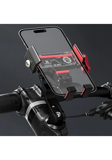 Xuweiwei 360 Derece Dönebilir Bisiklet Telefon Tutucu Kırmızı Aksanlı Hızlı Çıkarılabilir Ayarlanabilir Red Stem Sabit Kelepçe -