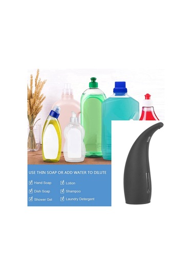 Xurunkeji Ev, Mutfak Ve Ofis İçin Kızılötesi Sensörlü 300ml Otomatik Sabunluk Temassız Sabunluk Siyah