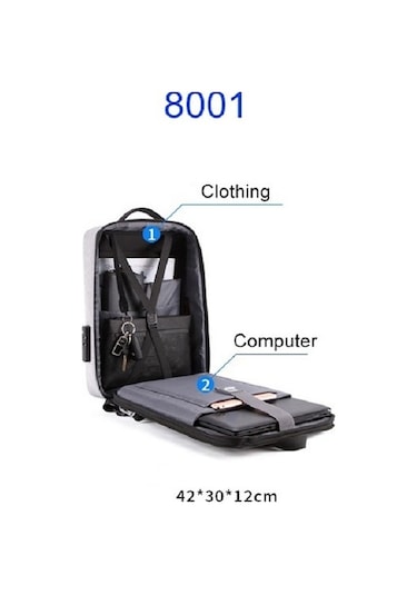 Fastbuy Lenovo Laptop Sırt Çantası Siyah, Sert Kabuk Hırsızlık Önleyici Siyah