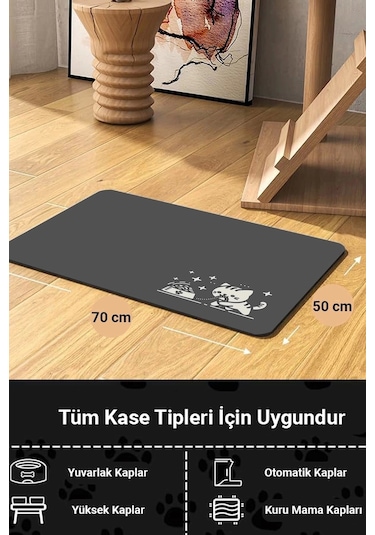 Matgo Pati Mama Çeken Kedi Beslenme Matı Kaymaz Sıvı Geçirmez 50 x 70 CM