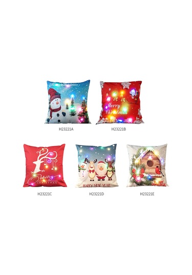 Gajeena 45x45cm Linen Noel Yastık Kılıfı, Renkli Led Işıklı, Araba/koltuk Pencere Dekorasyonu, Fermuar Kapaklı Diğer