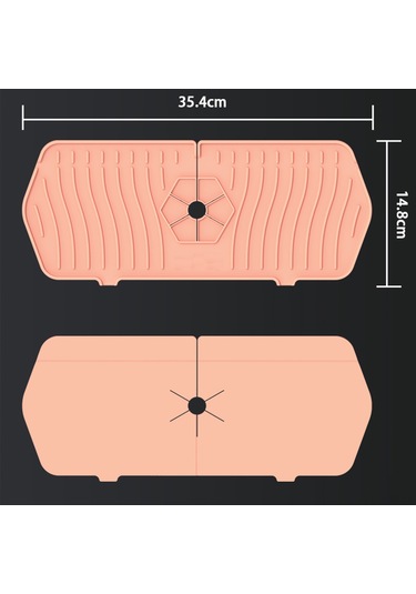Maiyame Silikon Lavabo Damla Toplayıcı Mat - Suyu Havuza Akıtır, Lavabo Yüzeyini Kuru Tutar, Mutfak/banyo Uygun, 37x14cm Pembe