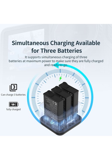 Amagisn Aa10 3 Yuvalı Pil Şarj Cihazı Tip-c Tf Kart Siyah