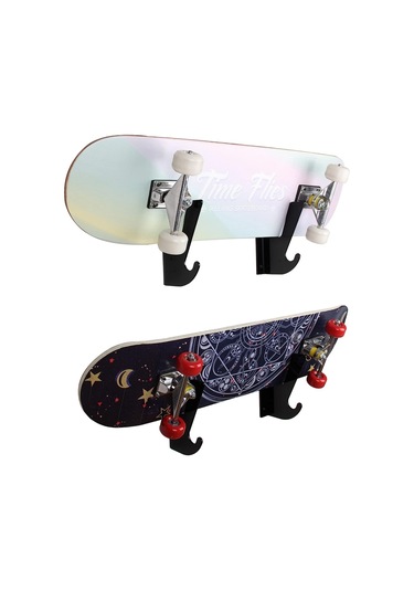 Yx008 1 Çift Dört Tekerlekli Kaykay Duvara Montaj Braketi Siyah