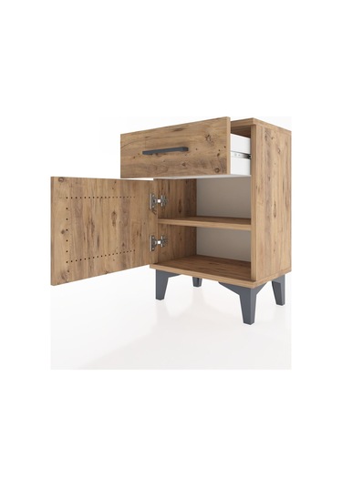 Arges Komodin Tek Raflı Tek Kapaklı 44x30x64 Çam-çam Çam