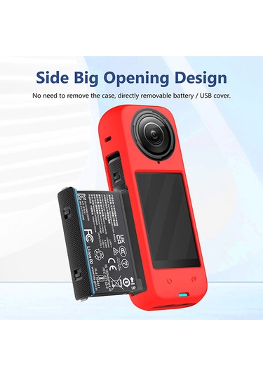 Insta360 X4 Kılıf İçin Puluz Tam Vücut Silikonu Kırmızı