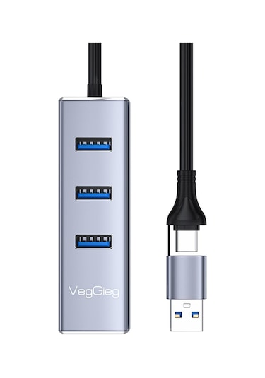 VegGieg Usb Ve Type-C Gigabit Ethernet Adaptörü 3 Port Usb 3.0 Çoklayıcı Hub