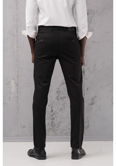Slimfit Pamuklu Likralı Esnek Mevsimlik Kumaş Pantolon Siyah